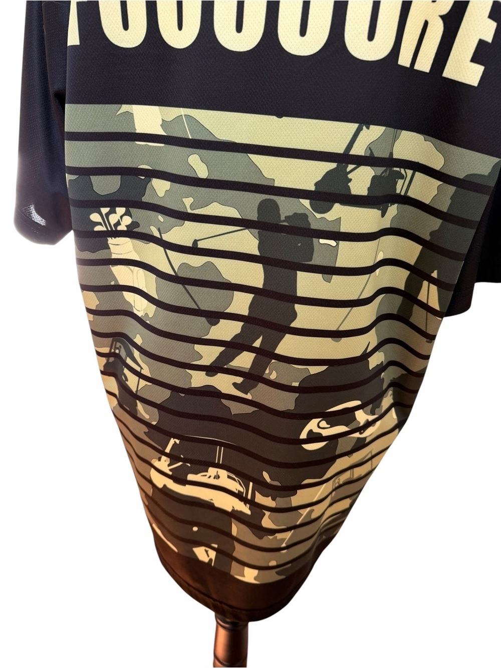 Men’s XL Black & Olive Camo Polo Shirt Funny Sir Swings A Lot Lightweight - Picture 6 of 8